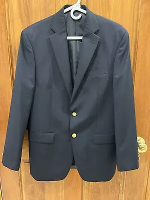Chaps Sport Jacket Mens Navy Blue Wool Blend Blazer Gold Button Size 38R • $38