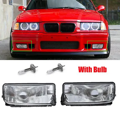 For BMW E36 92-98 M3 318 325 Bumper Driving Fog Lights Clear Lens Housing Case • $29.98