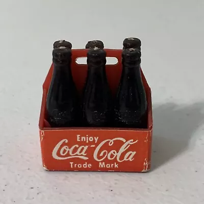 Vintage Miniature Coca Cola Coke 6 Pack Plastic Bottles And Holder • $8.95