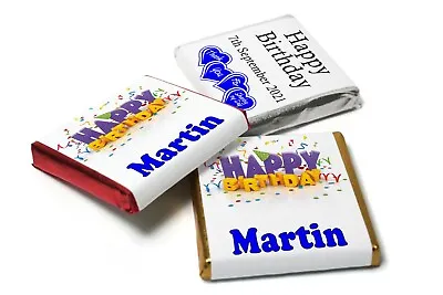 Birthday Chocolates Personalised Favours Neapolitan Chocolates V1 Blue Text • £4