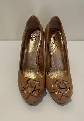 ANTHROPOLOGIE MISS ALBRIGHT $168 7.5 M Leather Bow Trimmed Pumps Shoes • $29.99