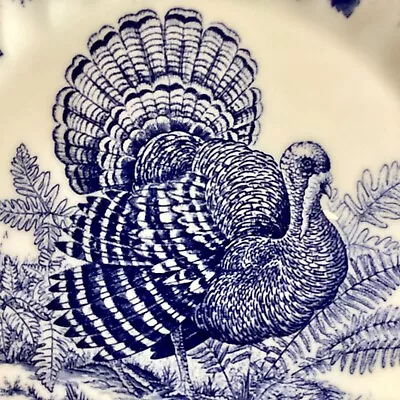 6 Churchill Myott TURKEY Salad Plates 8  RARE Blue • $75