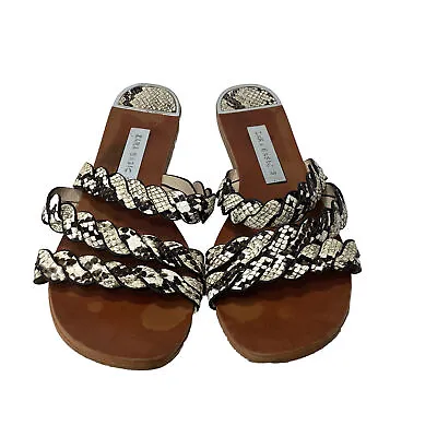 Zara Basic Leather Braided Multi Strap Snakeskin Sandals EU 38 Us 7-7.5 • £18.31