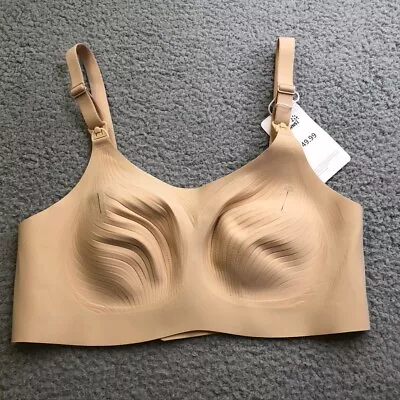 Growsy Nursing Bra Womens Large Beige Stretch Three Hook Wide Back Strap  • $10