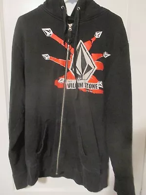 Volcom Tap Into Stone Mens Black Hoodie Hoody Metal Zip Jacket+red Graphics Xl • $35