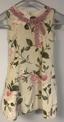 Monnalisa Girls Velvet Floral Spring Dress Size 5 ITALY • $12.99