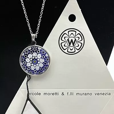 Authentic Murano Glass 25mm Millefiori Silver Pendant Necklace - MK - 1 • $25.99