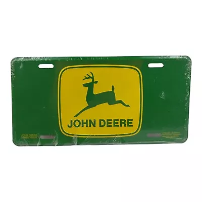 Vintage John Deere Metal License Plate Booster Made In USA Yellow Green Logo • $19.99