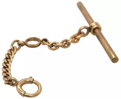 Antique 10K Yellow Gold T-Bar Watch Chain Spring Clasp 2.25  3.00 Grams 417 • $289.99