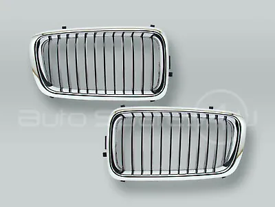 Chrome/Black Front Hood Grille PAIR Fits 1999-2001 BMW 7-Series E38 • $71.90