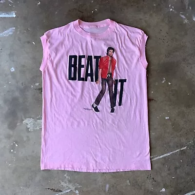 80s VINTAGE MICHAEL JACKSON  BEAT IT  T-SHIRT AS WORN BY BRAD PITT SZ M THRILLER • $500