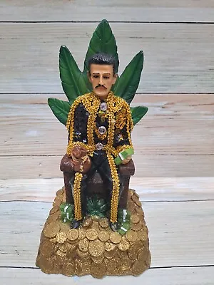 Jesus Malverde Black And Gold Figurine Handmade / Estatua 12 X7  Money - Luck • $85