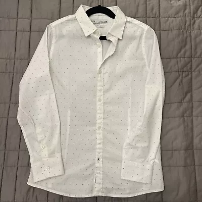 Zara Kids White Button Down Cotton Collared Dress Shirt  Size 8 • $15.95