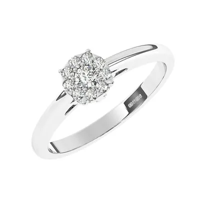 9K White Gold 100% Natural Round Cut Diamond Half Eternity Solitaire Ring • £309.92