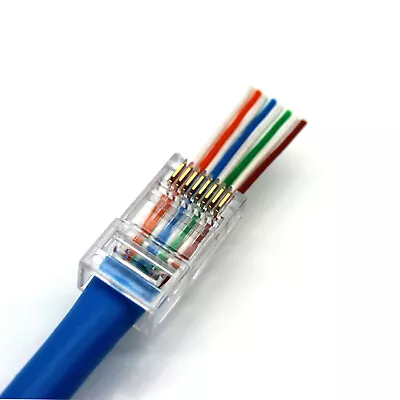 £0.99 • Buy RJ45 Pass Through EZ Connectors Crimp End Push Through RJ45 Crimp Plugs CAT6 Lot