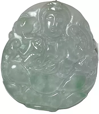 Icy And High Translucent Quan Yin Green Jadeite Pendant • $150