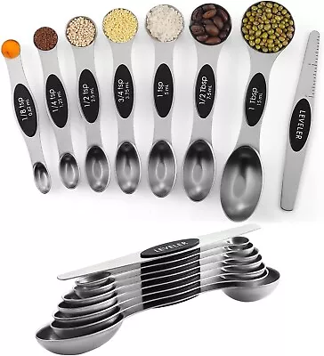 Magnetic Dual Sided Measuring Spoons With Leveler Set Of 8 For All Uses • $10.99