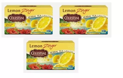 3 Pack Celestial Seasonings Herbal Tea Lemon Zinger 20 Bags • $22.69