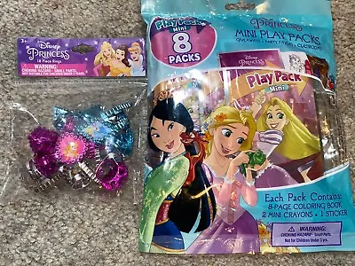 Disney Princess 8 Mini Play Packs Party Favors Crayons/Stickers & 18pc Rings • $13