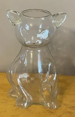 $149.99 • Buy Vintage Molded Art Glass Clear Cat Vase