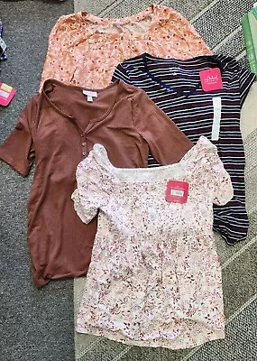 Lot Of 4 Isabel Maternity Short Sleeve Shirts Side Shirred Maternity T-Shirt XL • $29.99