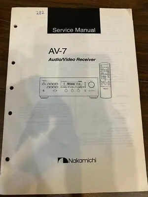 NAKAMICHI AV-7 AV7 Service Manual **ORIGINAL** • $24.99
