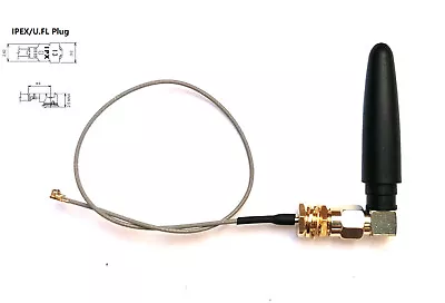 2.4G 2dBi Antenna (SMA Male 90° Right-Angle) +10~25cm IPEX/U.FL RF Pigtail • $4.62