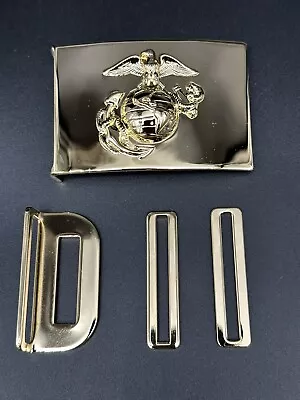 Genuine U.s. Marine Corps Nco Dress Blue Belt Buckle Anodized Gold Plated Emblem • $35.99