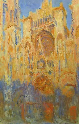 Rouen Cathedral Facade At Sunset By Claude Monet Giclee Reproduction On Canvas • $49.95