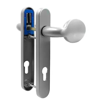 UPVC Door Handle Trojan Sparta 92PZ Sprung Double Lever Pad Set Patio PVC SILVER • £17.89