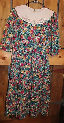 JG + John's Girl Plus Sz. 16 Poly Rayon Floral Vintage Women's Dress • $37.50