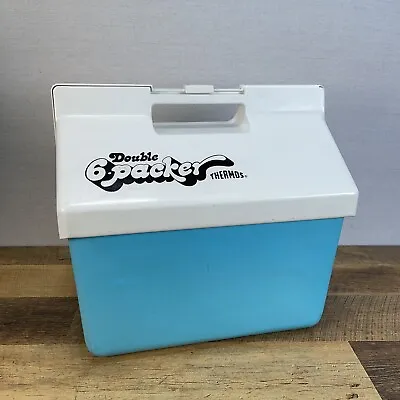 VTG Thermos Double 6 Packer Cooler Camping Ice Chest Beach Teal 12 QT USA • $78.67