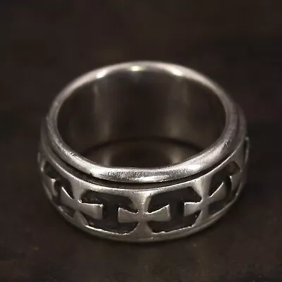 VTG Sterling Silver - HANDMADE Maltese Cross Men's Spinner Band Ring Size 7 - 9g • $2.99