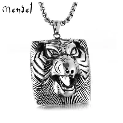 $10.99 • Buy MENDEL Mens Punk Tiger Head Pendant Necklace Stainless Steel Men Animal Jewelry