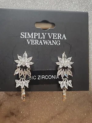 Simply Vera Vera Wang Silver Tone CZ Post Linear Earrings 1.25  New • $14