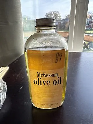 Vintage McKesson Olive Oil Bottle - Mostly Full • $19