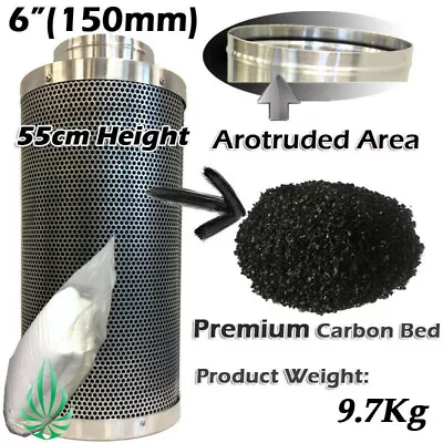 6inch 10kg Hydroponics Active Carbon Filter Grow Tent Ventilation Air Remove • $149