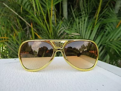 Elvis Presley Gold Sunglasses Metal Arms Plastic Frames EP & TCB & Case • $39