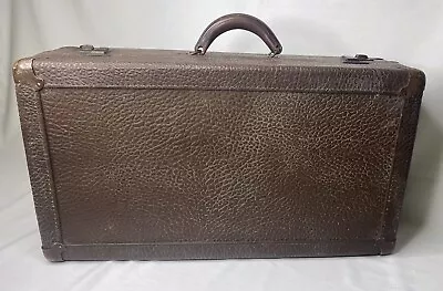 Vintage Shwayder Denver USA Hard Case Brown Leather Suitcase Trunk • $34.99