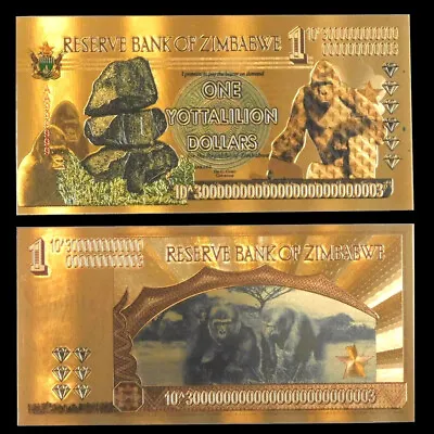 Zimbabwe One Yottalilion Dollars Gold Foil Banknote 100 Trillion Series • £3.30