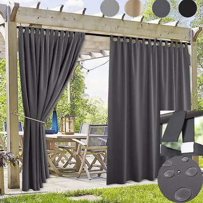 Patio Waterproof Blackout Curtains Outdoor Garden Thermal Curtain Drapes Pergola • £33.23