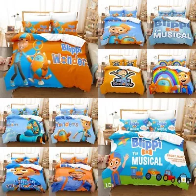 3D Blippi Cartoon Bedding Single Double Quilt Duvet Cover Set Pillowcase Gift AU • $26.68