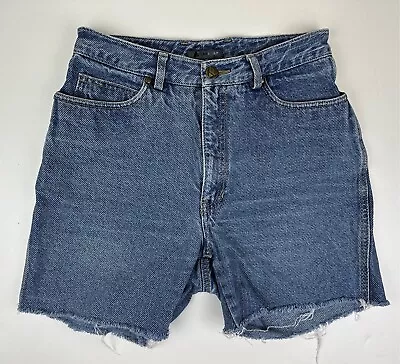 VTG 90s Denim Cutoff Mom Shorts 26” High Waist ACTUAL Medium Wash Minimalist • $6