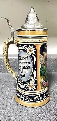 Vintage Reinhold Merkelbach Lidded Beer Stein 1L  Liter Stoneware VERY NICE  • $45.50