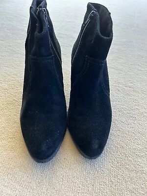Cara - Black Suede Ankle Boots - Size 5 • £12.50