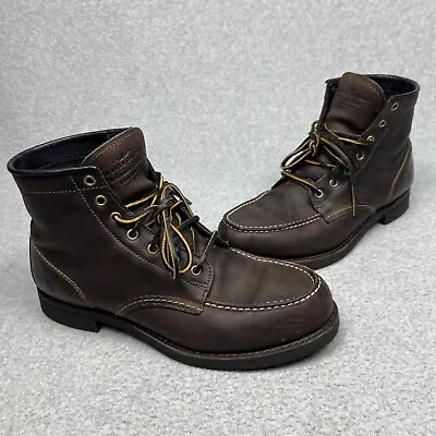 Frye Dakota Wedge 6  Lace Up Work Boots Dark Brown Leather Mens 10 • $68.88