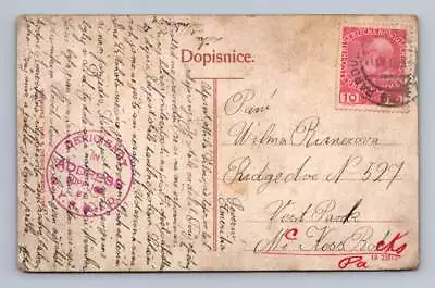 Pardubice Czech Republic To McKees Rocks Pennsylvania Address Deficiency 1913 • $19.99