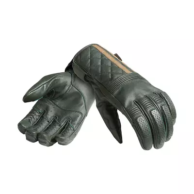 Genuine Triumph Sulby Leather Motorcycle Gloves - Green/Gold MGVS2354 ON SALE • $74.67