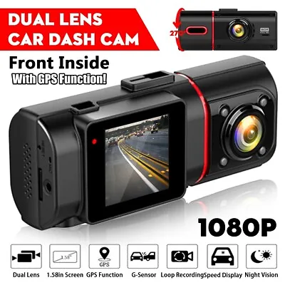 $40.99 • Buy 1080P UHD Dual GPS Dash Cam Front + Rear Car DVR Recorder Camera Night Vision