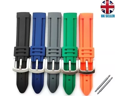 Havy Duty Black Blue Green Orange Rubber Sport Watch Strap Band 18-26mm • $11.64